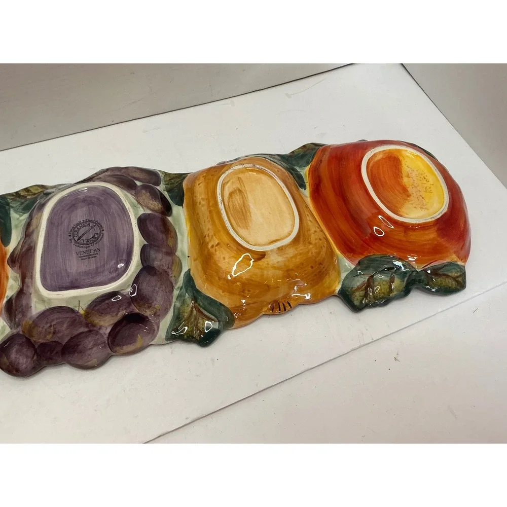 Tabletops Unlimited Ceramica Classica Venetian Fruit Serving Tray Hand Painted